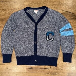Cat & Jack Blue Varsity-Style Captain Cardigan Sweater Size: Youth Small (6/7)